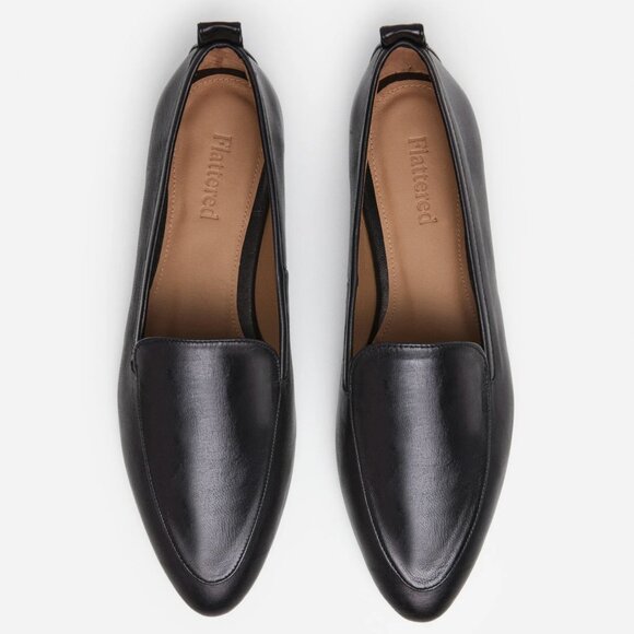 57. FLATTERED Cajsa Leather Black Flat Loafers $265 NWT Sz 38 US 8 - Picture 2 of 6